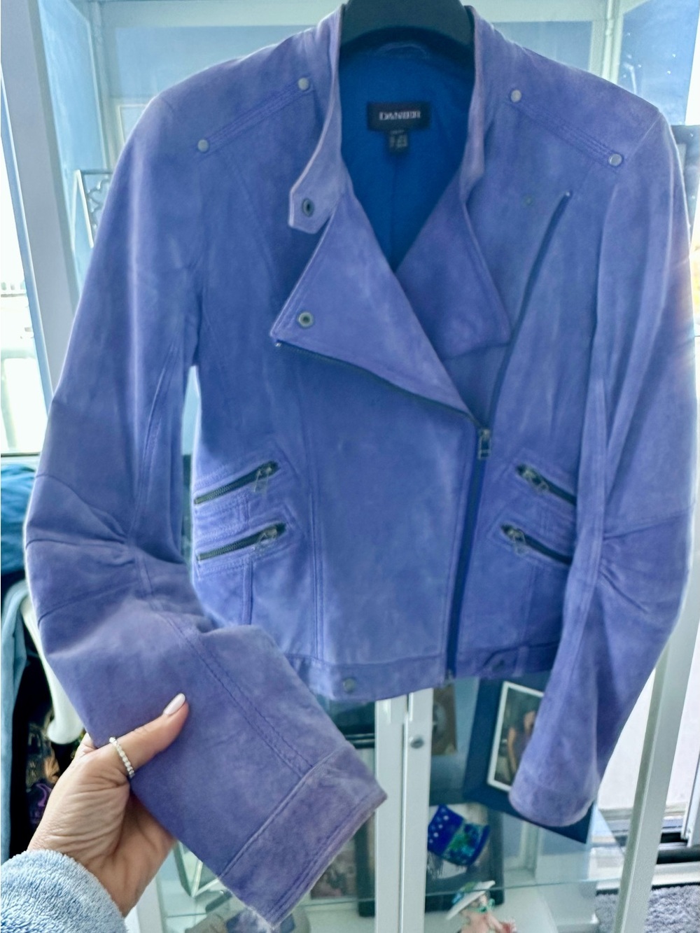 Danier Lavender 💜 Suede Moto Jacket - Women (XS but fits a Medium). - Picture 2 of 10
